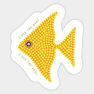 Yellow mosaic angelfish fish Sticker